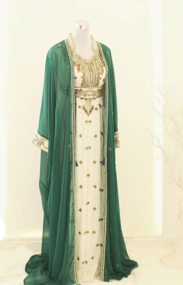 Elegant Jacket Style Moroccan Kaftan with Hand Embroidery