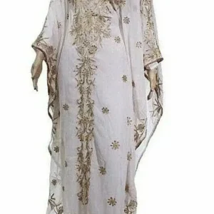 White Aari Embroidered Kaftan Dress (13)