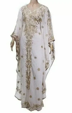 White Aari Embroidered Kaftan Dress (13)
