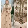 Beige Moroccan caftan with multicolor embroidery (1)