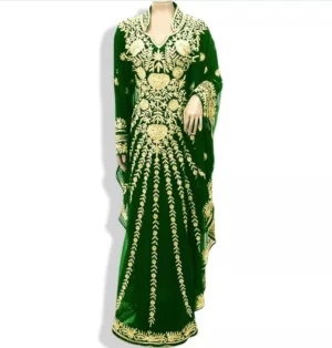 Dubai Kaftan Farasha Abaya with Intricate Gold Embroidery (3)