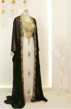 Black and White Embroidered Kaftan Jacket (12)