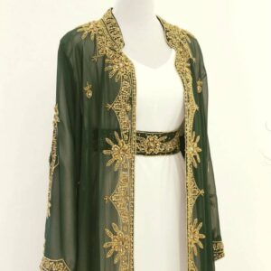 Green and White Embroidered Kaftan Jacket (19)