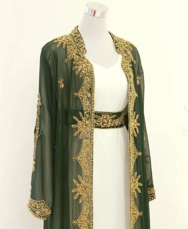 Green and White Embroidered Kaftan Jacket (19)