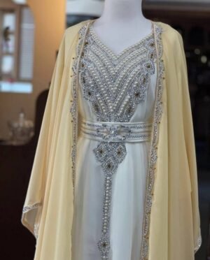 Embroidered Kaftan Jacket Yellow