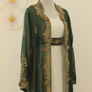 Green and White Embroidered Kaftan Jacket (30)