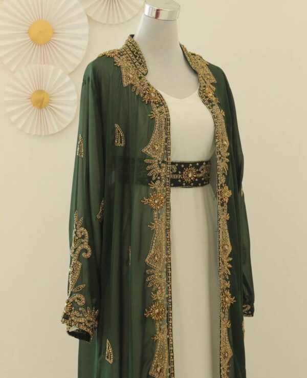 Green and White Embroidered Kaftan Jacket (30)