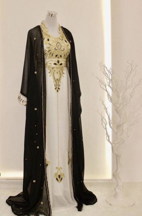 Black and White Embroidered Kaftan Jacket (31)