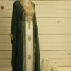 White and Green Gown with Zari Work and Stone Embellishments