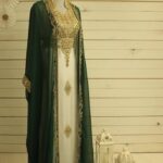 White and Green Gown with Zari Work and Stone Embellishments