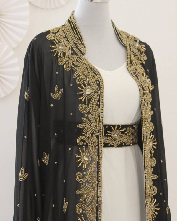 Green & White Embroidered Kaftan Jacket (41)