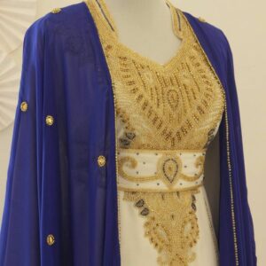 Royal Blue and white Embroidered Kaftan Jacket (44)