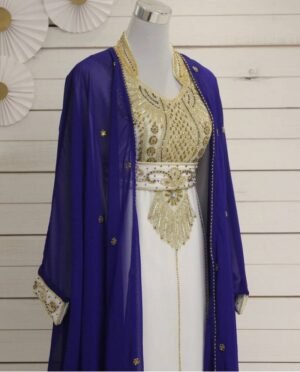 blue and white Embroidered Kaftan Jacket (48)