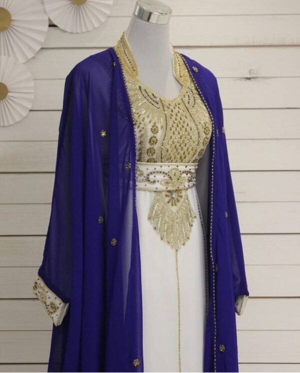 blue and white Embroidered Kaftan Jacket (48)