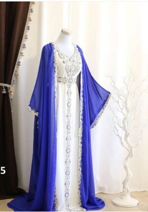 White and Blue Gown with Zari Work Embroidered Kaftan Jacket (5)