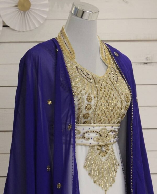 Blue and White Embroidered Kaftan Jacket (50)