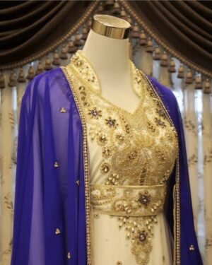 Royal Blue and white Embroidered Kaftan Jacket (53)