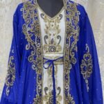 Royal Blue and White Embroidered Kaftan Jacket (59)
