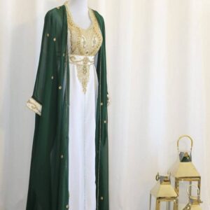 White and Green Gown with Zari Work Embroidered Kaftan Jacket (7)