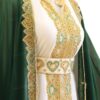Emerald green Moroccan kaftan with white inner dress (2)