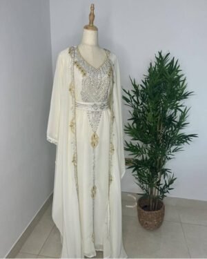 White Dubai Luxuries Embroidered Kaftan Jacket (1)