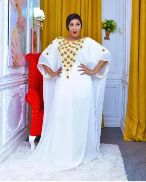 White and Gold Kaftan for Eid Bridal Nikkah Dress (1)
