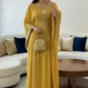 gold Omani gown kaftan with Aari embroidery Arabic luxury Dubai dress for women (1)