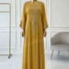 gold Omani gown kaftan with Aari embroidery Arabic luxury Dubai dress for women (3)