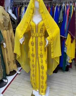 yellow kaftan moroccan caftan (5)
