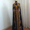 Black Moroccan Kaftan with Gold Embroidery for Weddings and Festive Celebrations (2)