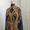 Black Moroccan Kaftan with Gold Embroidery for Weddings and Festive Celebrations (3)
