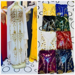 Colorful Kaftans with Golden Embroidery