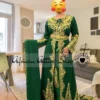 Emerald Green Moroccan Kaftan Dress with Gold Embroidery (1)