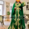 Emerald Green Moroccan Kaftan Dress with Gold Embroidery (2)