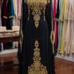 Royal Black Beading Farasha Abaya Handmade Dubai Kaftan