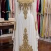 Royal White Beading Farasha Abaya Handmade Dubai Kaftan (1)