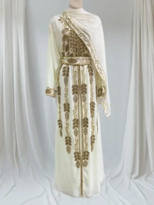 White Moroccan Kaftan Eid Outfit (2)