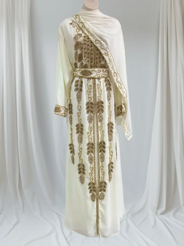 White Moroccan Kaftan Eid Outfit (2)