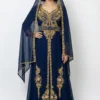 navy blue gold embroidered moroccan kaftan (1)