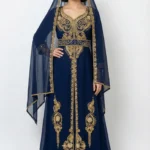 navy blue gold embroidered moroccan kaftan (1)