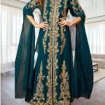 Blue Moroccan Takchita Caftan with Gold Embroidery (1)