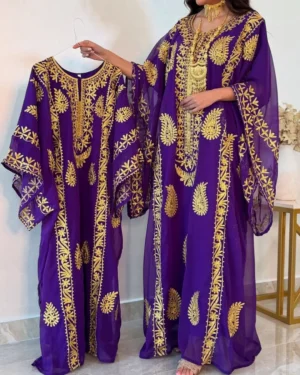Elegant Moroccan Thob Kaftan Dress for Eid and Ramadan – Modern Floor-Length Takchita Party Wear for Women (1)