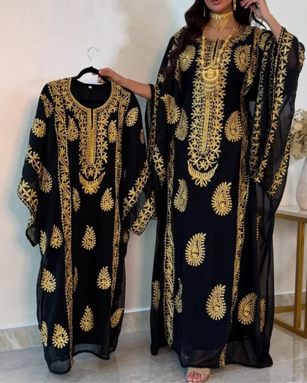 Elegant Moroccan Thob Kaftan Dress for Eid and Ramadan – Modern Floor-Length Takchita Party Wear for Women (2)