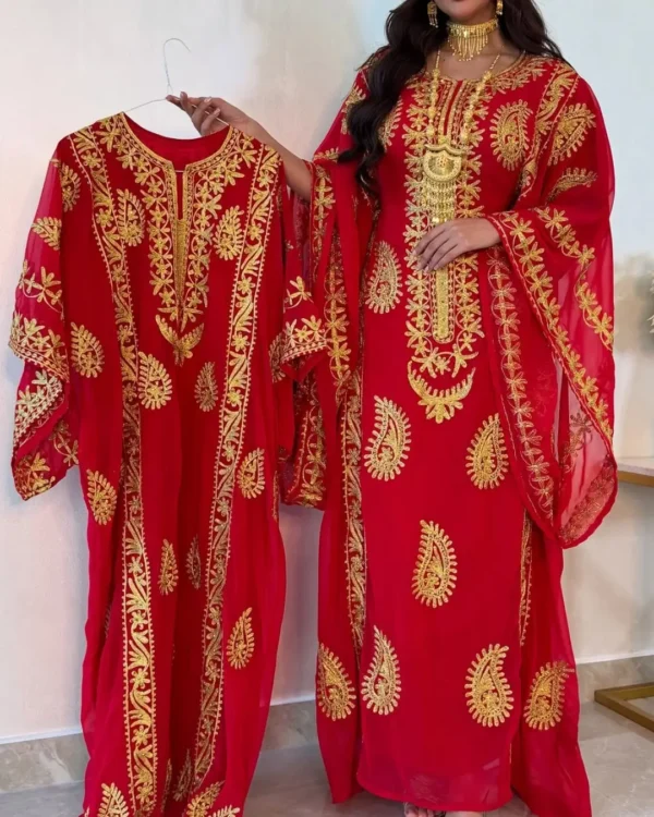 Elegant Moroccan Thob Kaftan Dress for Eid and Ramadan – Modern Floor-Length Takchita Party Wear for Women (3)