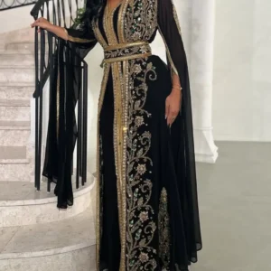 Luxury Black Moroccan Kaftan Dress (1)