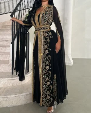 Luxury Black Moroccan Kaftan Dress (1)