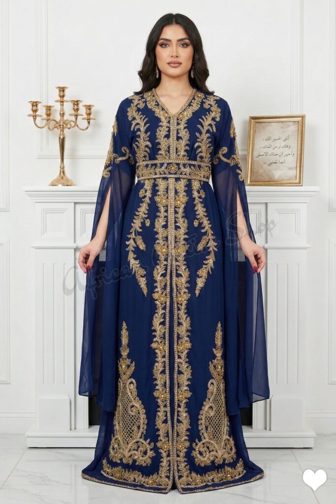 navy dress with gold Gold Lace Royal Blue Velvet Long Sleeve Prom Gown main image 1