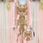 White Royal Moroccan Wedding Kaftan, Gold Hand-Embroidered Nikkah Abaya, Floor-Length Muslim Wedding Dress, Elegant Maxi Kaftan for Eid & Ramadan, Moroccan Bridal Dress with Hijab