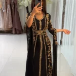 Elegant Black & Gold Moroccan Kaftan (1)