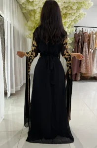 Elegant Black & Gold Moroccan Kaftan (2)